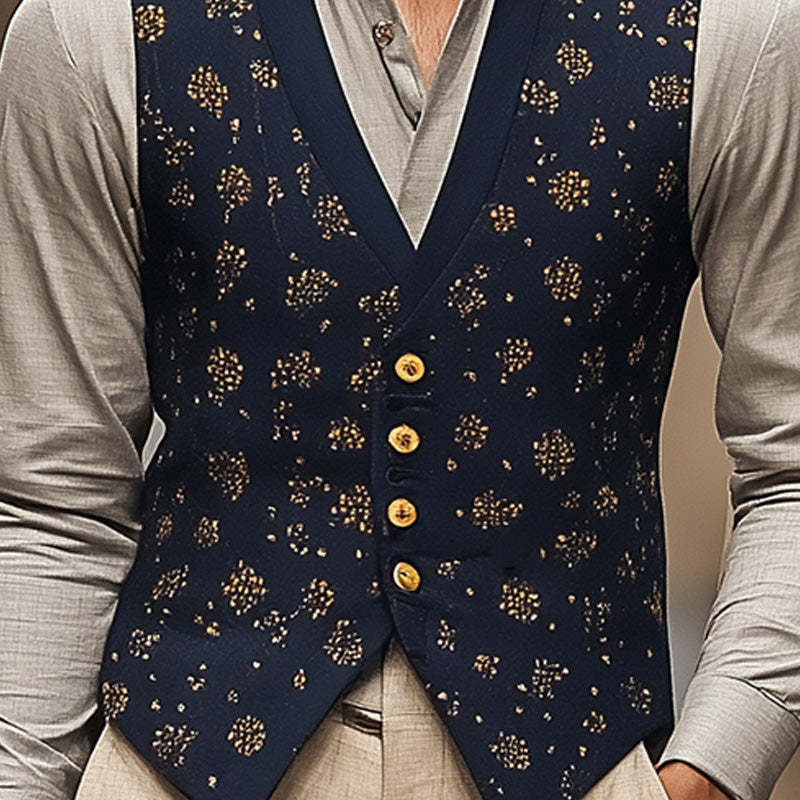 Herrenweste mit Retro-Print und Business-Casual-Muster