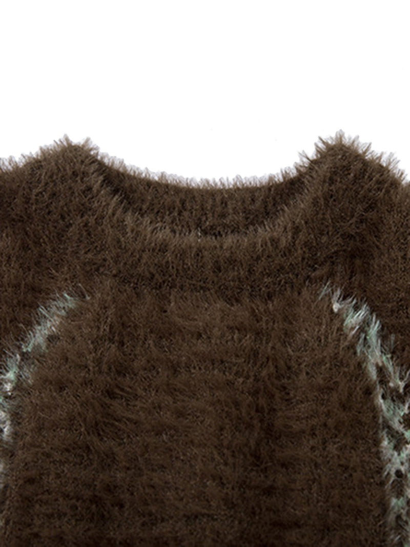 Spider Jacquard Knit Crew Neck Sweater