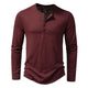 Men's Casual Henley Collar Solid Long Sleeve T-Shirt