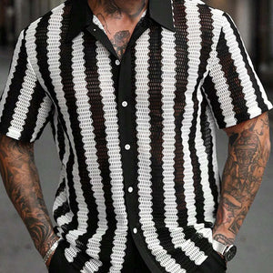 Men's Striped Short Sleeve Knitted Shirt