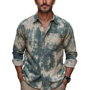 Camisa casual con estampado moteado retro de moda para hombre