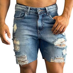 Men's Retro Casual Distressed Denim Shorts