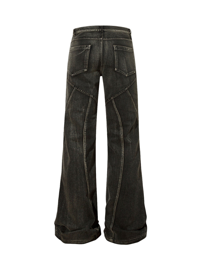 Washed Split Design Hip-Hop Horn Jeans