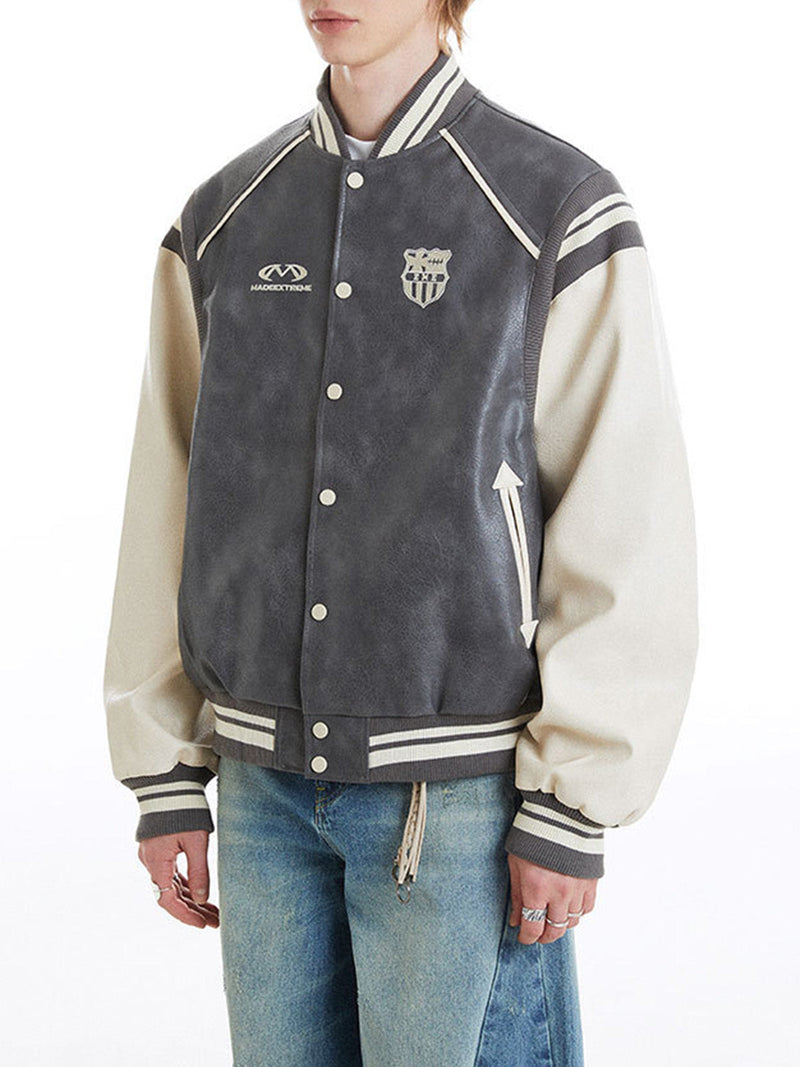 Retro Badge Embroidery Bomber Jacket