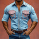 Herrenhemd im Vintage-Western-Cowboy-Stil mit Stickerei