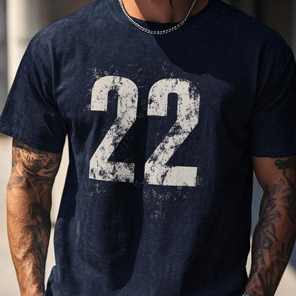 Camiseta informal de manga corta con estampado azul oscuro para hombre
