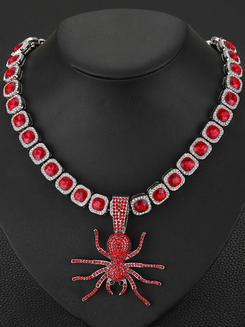 Punk Style Red Spider Cuban Necklace