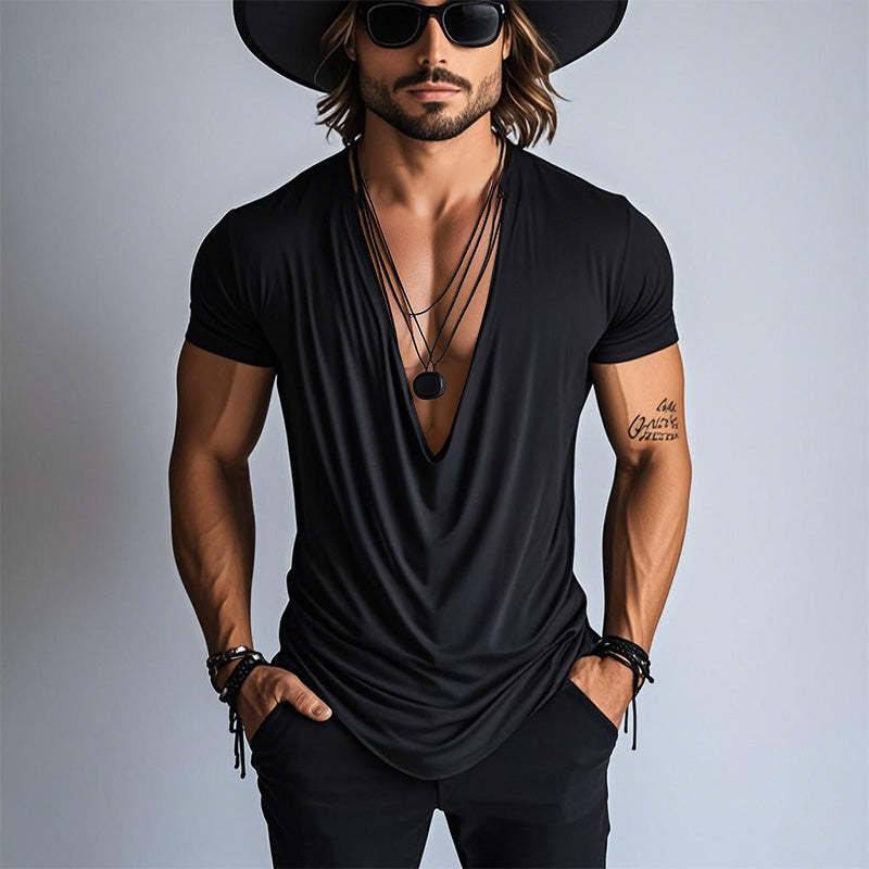 Herren Frühlingsmode Einfaches Kurzarm-T-Shirt mit Swing-Kragen