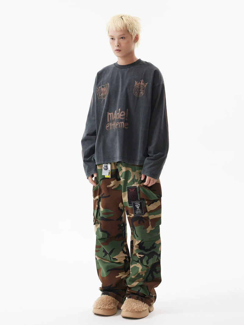 High Street Badge Camouflage Multi-Pocket Pants