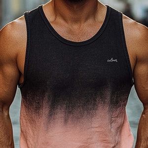Camiseta sin mangas informal con estampado de contraste degradado para hombre