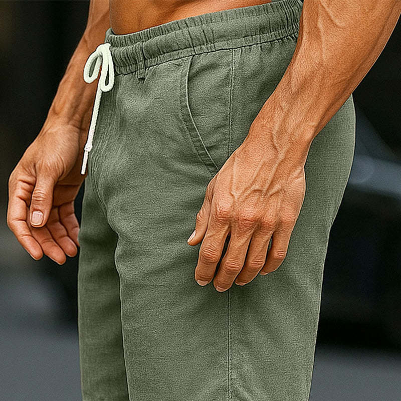 Men's Light Army Green Solid Color Breathable Casual Shorts