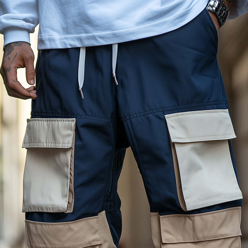 Pantalones cargo con paneles de color en contraste para hombre