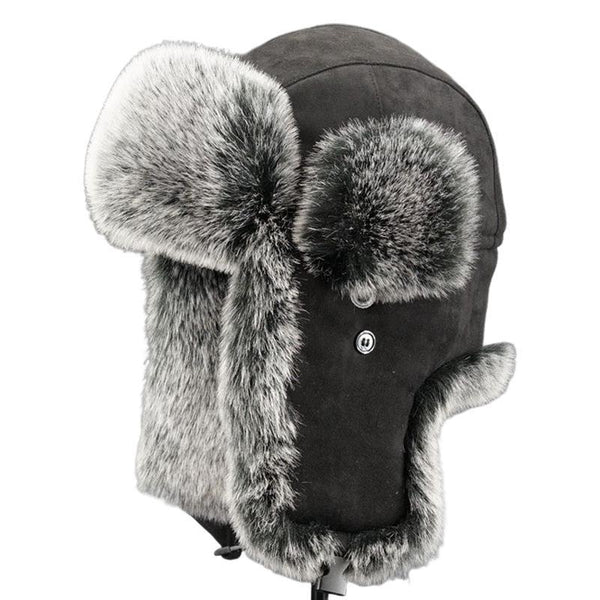 Gorro de gamuza grueso y cálido con orejeras para hombre