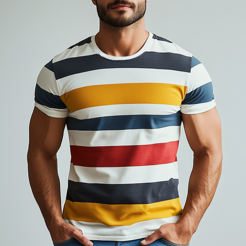 Men's Classic Casual Round Neck Slim Fit Cotton Short Sleeve T-Shirt