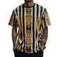 Camiseta de manga corta con cuello redondo y estampado barroco retro informal para hombre