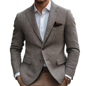 Herren-Blazer im Vintage-Stil mit Fischgrätenmuster, Revers und zwei Knöpfen