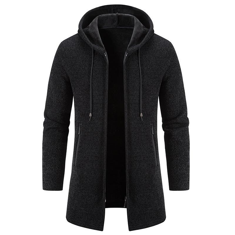 Men's Fleece Chenille Solid Color Knitted Cardigan
