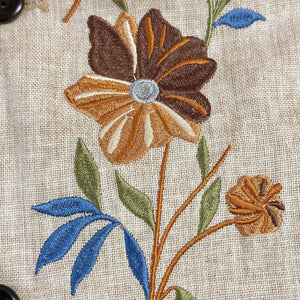 Lässige Herrenjacke aus Leinen mit Stickerei, Stehkragen, einreihig, schmale Passform