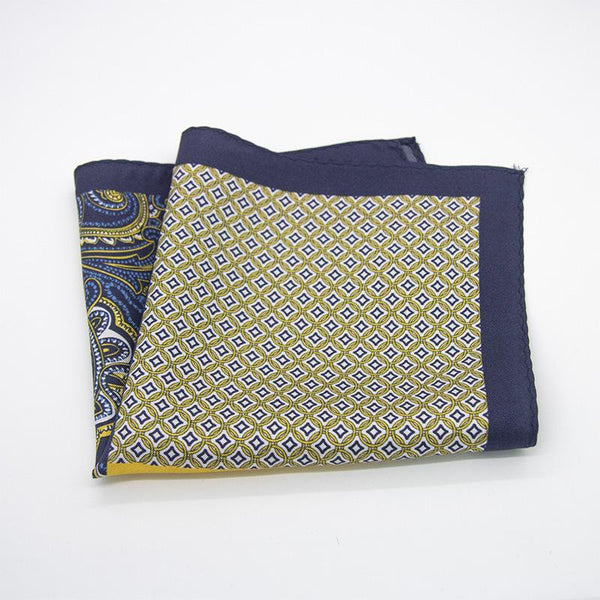 Men's Classic Vintage British Style Pattern Silk Blazer Pocket Scarf