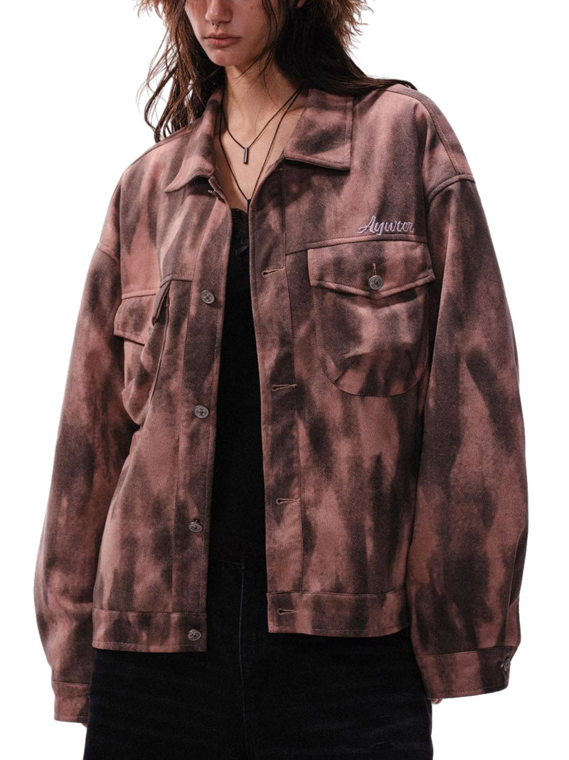 Dark Graffiti Suede Utility Jacket