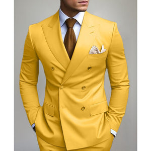 Men's Solid Color Double Breasted Blazer