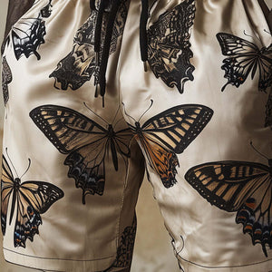 Herren Sommer Retro Fashion Shorts mit Schmetterlingsdruck