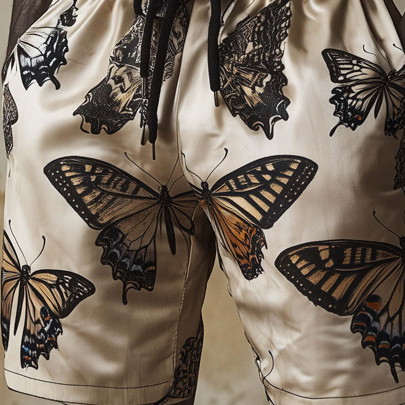 Men's Summer Retro Fashion Butterfly Print Shorts MTA2760C1P
