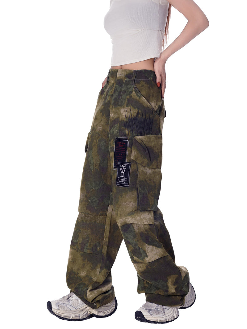 High Street Badge Camouflage Multi-Pocket Pants