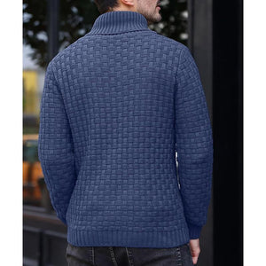 Suéter informal de punto jacquard con solapa para hombre