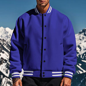 Lässige Fleece-Sport-Baseballjacke mit Stehkragen für Herren