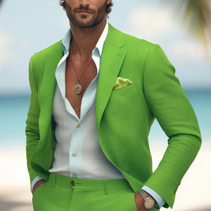 Blazer cómodo de algodón y lino para hombre