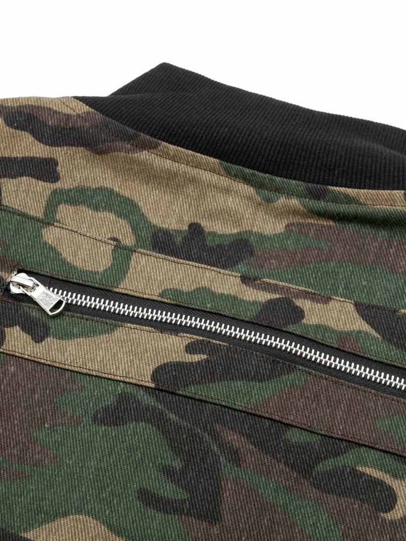 Cargo Camouflage Multi Zipper Bomber Jacket