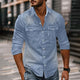 Herren-Revershemd aus gewaschenem Distressed-Denim im Vintage-Stil