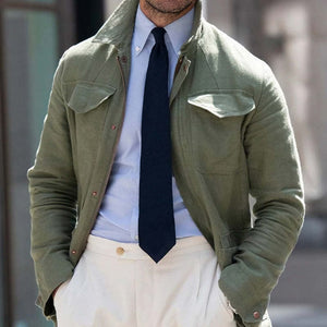 Men's Spring And Autumn Army Green Cotton Work Jacket