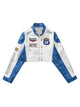 Badge Short PU Leather Racing Jacket