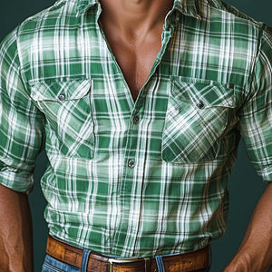 Camisa informal sencilla de manga larga para hombre