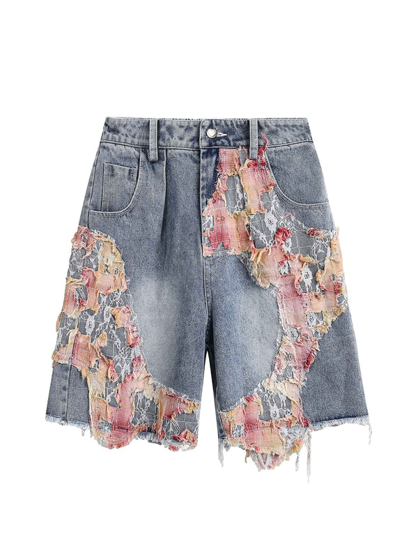 Craftsmanship Ripped Floral Denim Shorts