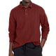 Men's Casual Solid Color Button Lapel Long Sleeve Polo Shirt