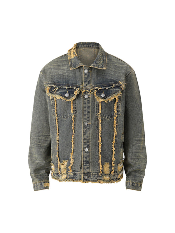 Distressed Washed Denim Jacket