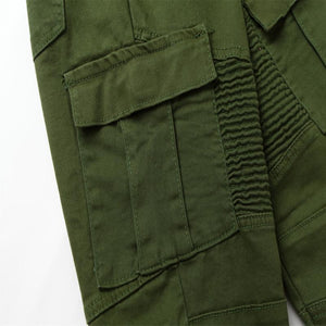 Vaqueros ajustados con múltiples bolsillos y cremallera para hombre