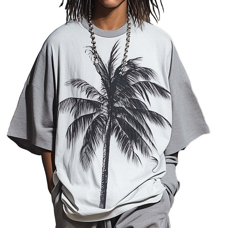 Camiseta estampada informal de manga corta de moda de primavera para hombre