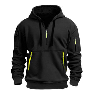 Sudadera deportiva informal con múltiples cremalleras para hombre