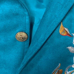 Blazer clásico retro informal de corte entallado estilo occidental de ante bordado para hombre