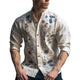 Men's Casual Floral Print Crew Neck Long Sleeve Shirt