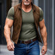 Chaleco vintage de ante marrón con cuello alto para hombre
