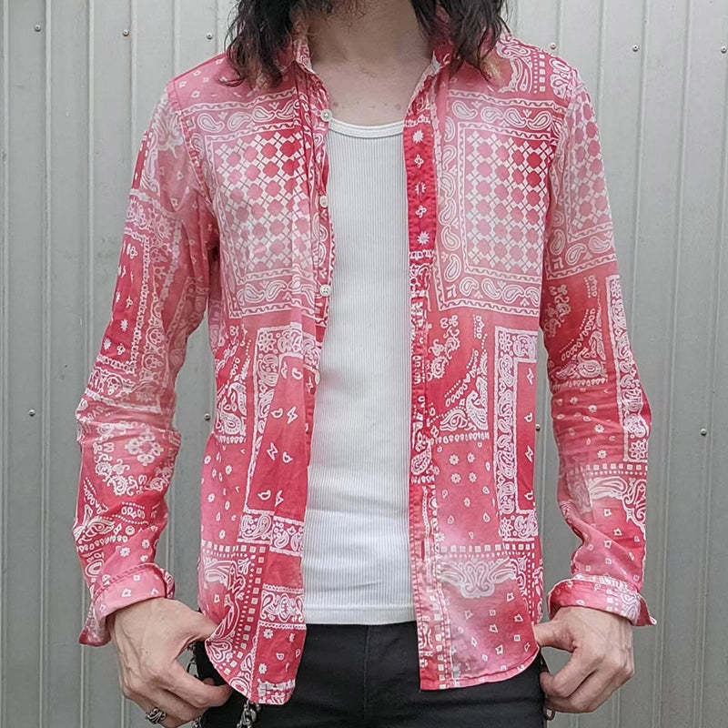 Men's Vintage Casual Perris Print Lapel Long Sleeve Shirt