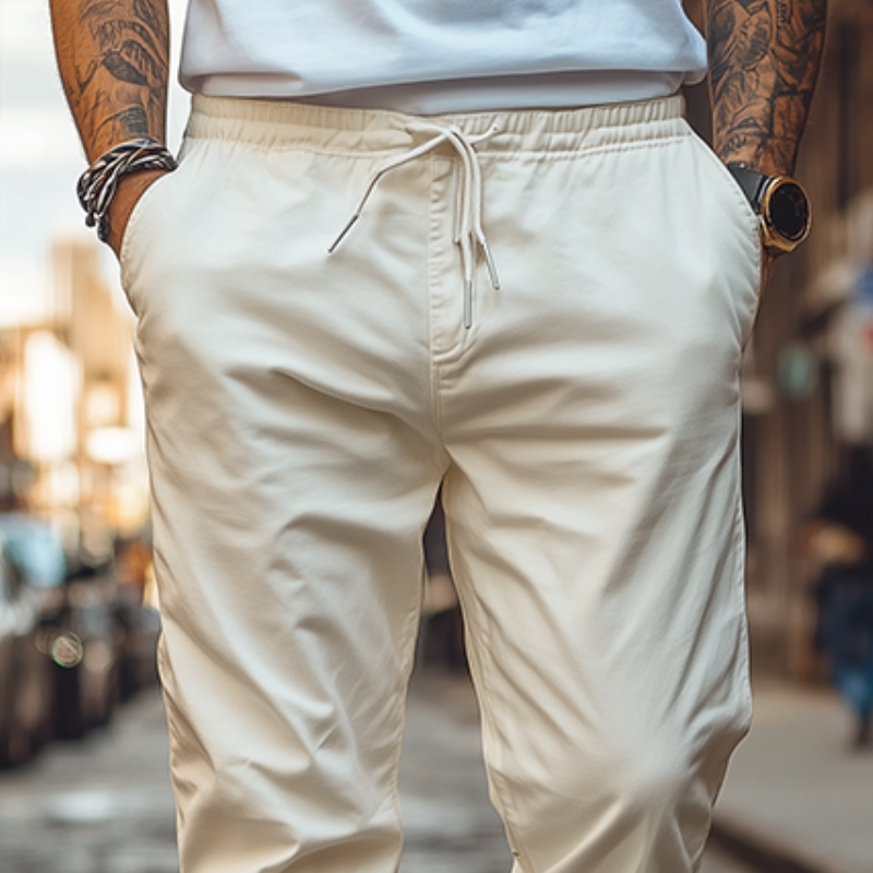Men's Spring Fashion Casual Cotton Blended Elastic Waist Pants