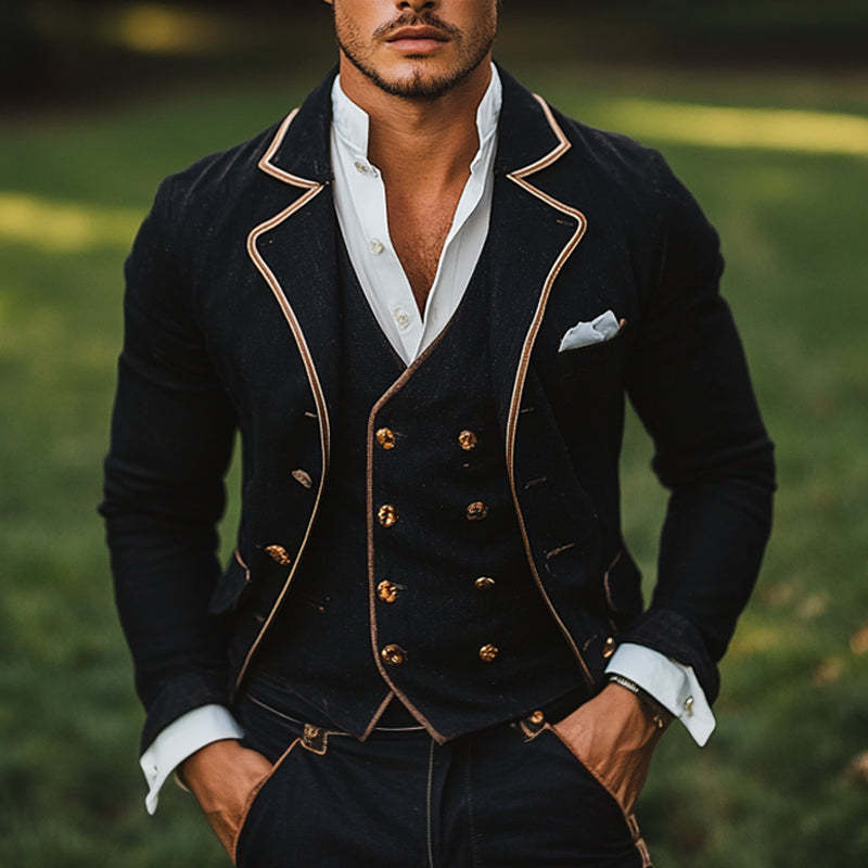 Blazer de un solo pecho de color liso para hombre 