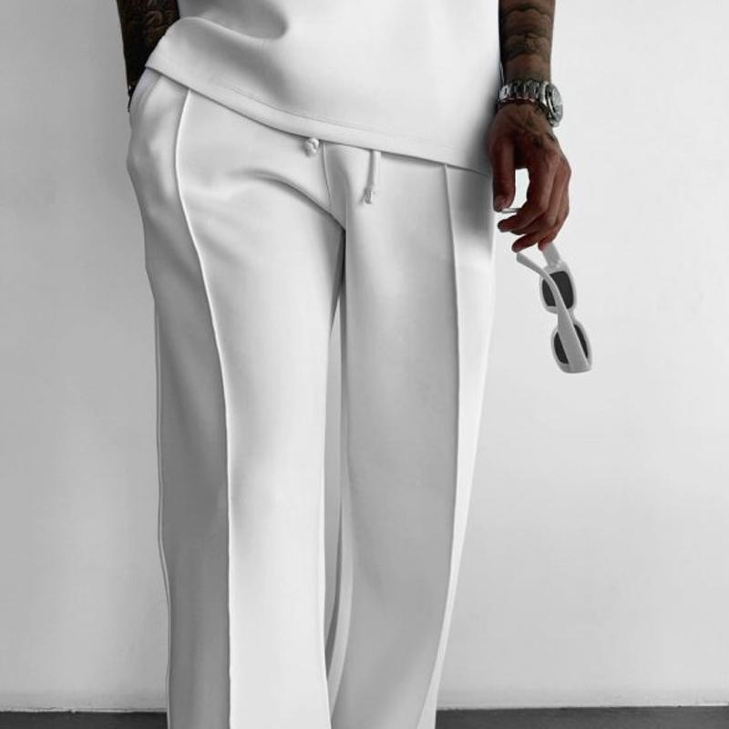 Men's Solid Color Elastic Waist Straight Casual Pants