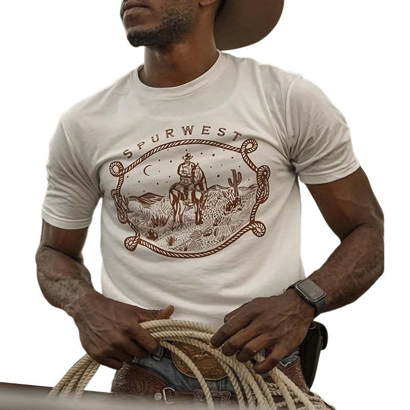 Lässiges Kurzarm-T-Shirt aus Baumwolle für Herren im Vintage-Stil